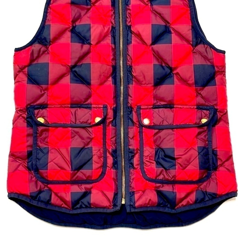 J Crew Woman Excursion Quilted Buffalo Black Red Checker Vest Size S - Picture 3 of 9